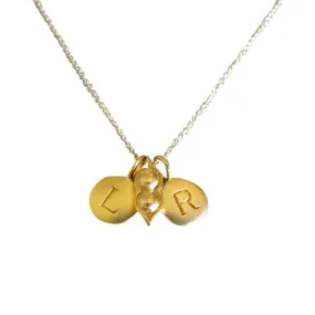 1 Gold Initial & Pea Pod Charm Necklace