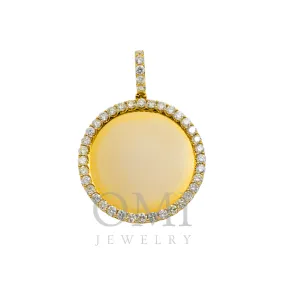 10K GOLD ROUND DIAMOND CIRCLE PICTURE PENDANT 3.40 CT