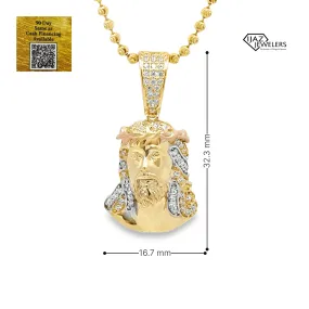 10K Gold Three Tone CZ Small Jesus Charm