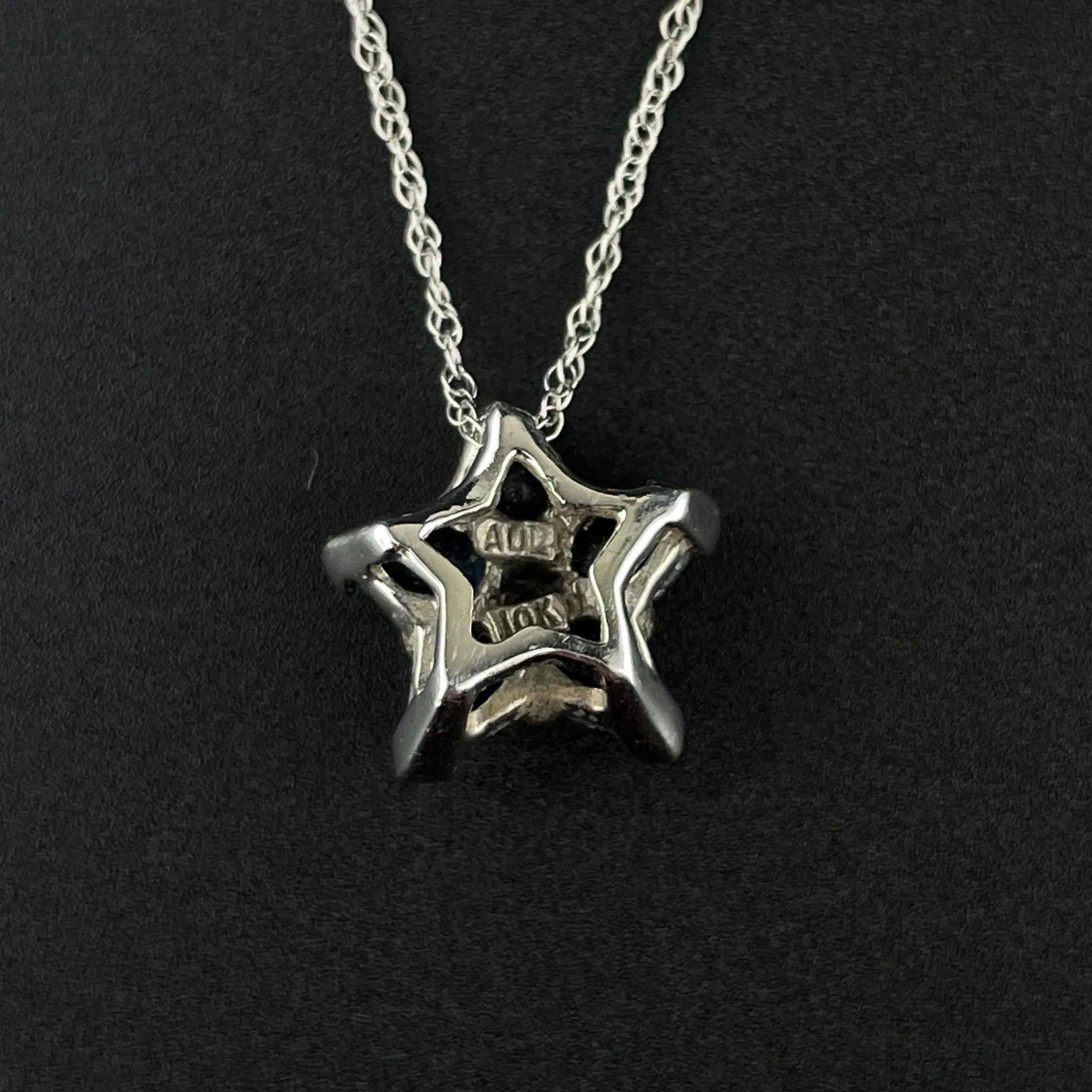 10K White Gold Diamond Sapphire Star Pendant