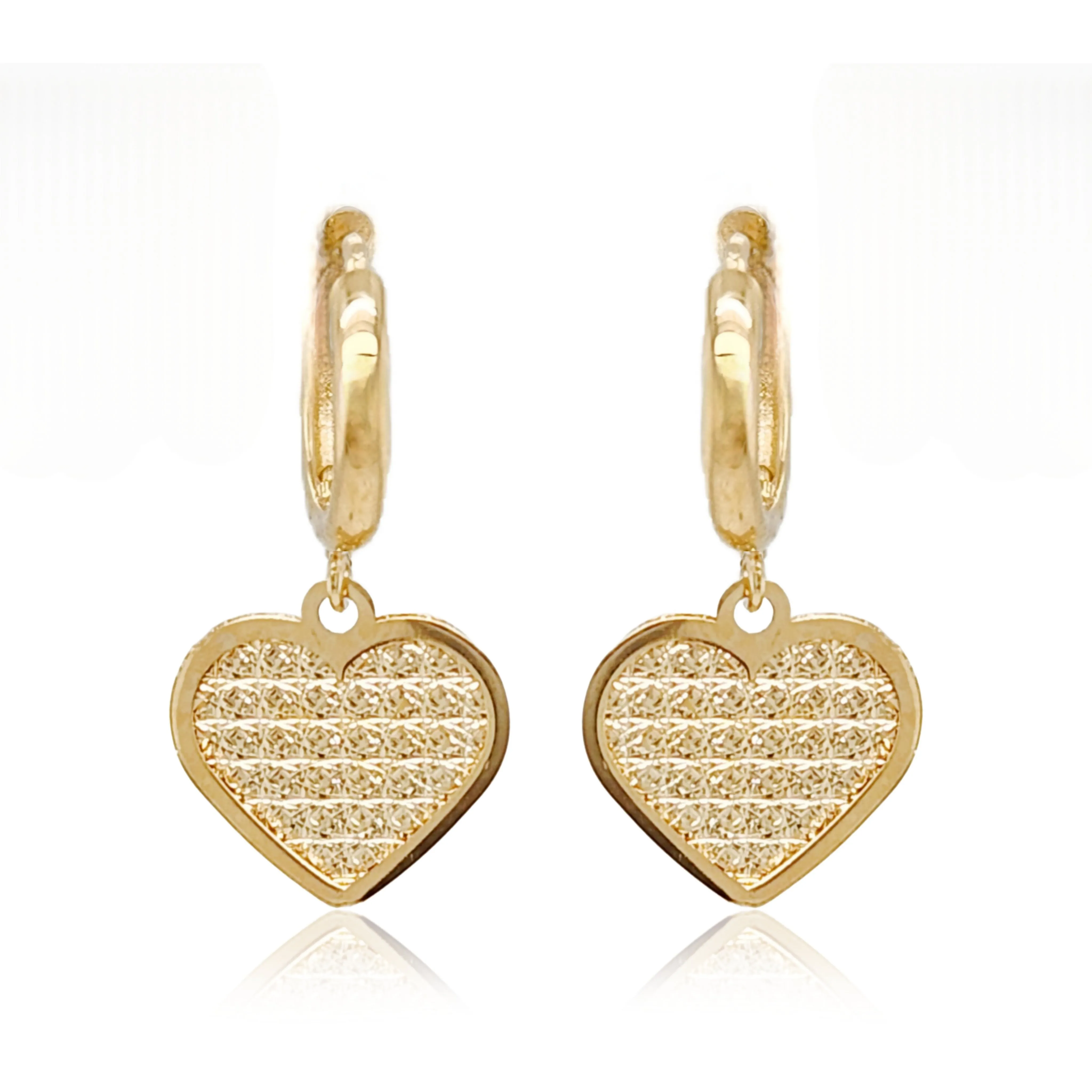 14k Gold Diamond Cut Heart Earring