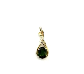 14k Gold Ribbon Style Peridot Pendant