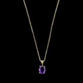 14K Yellow Gold Estate Amethyst Pendant Necklace