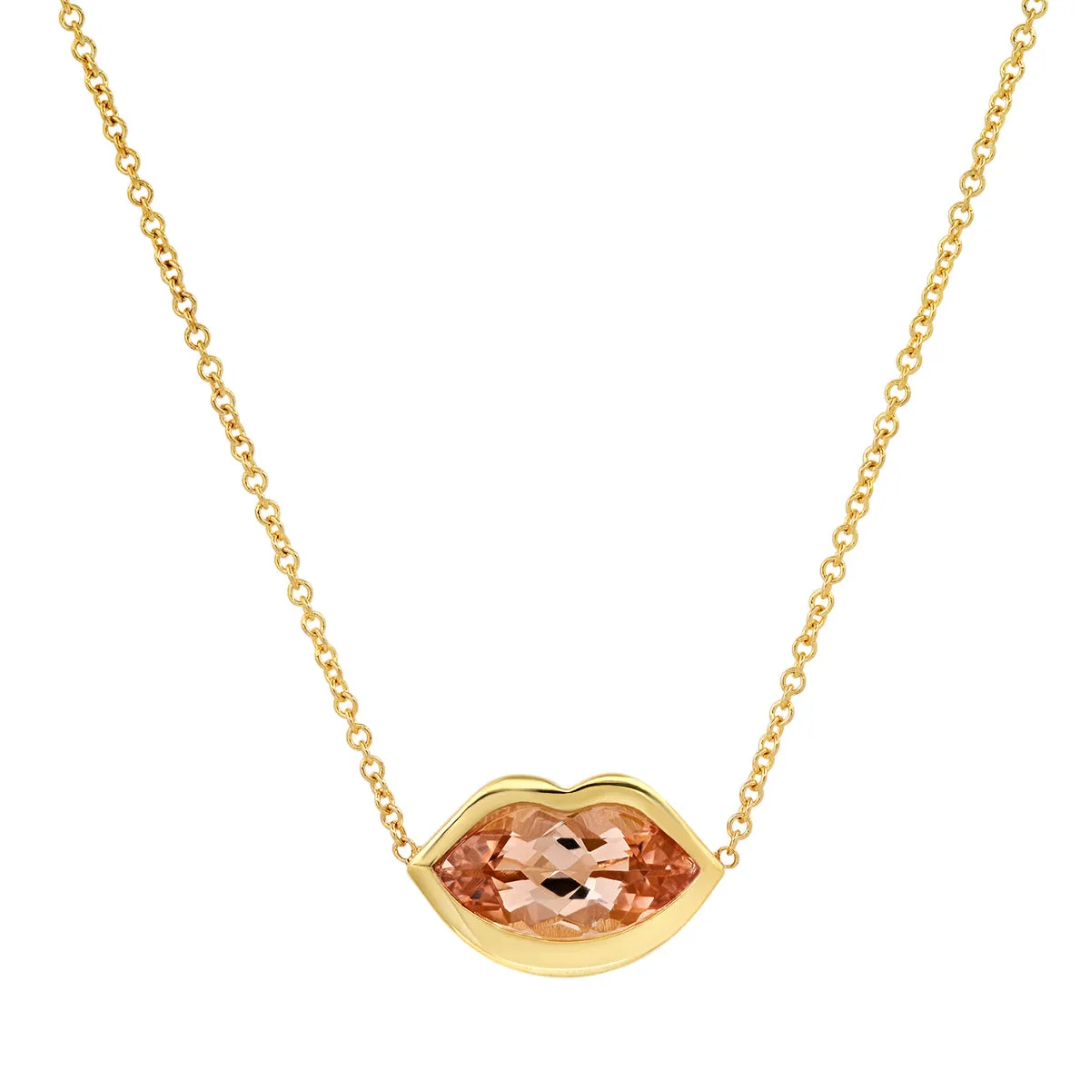 14K YG Morganite Kiss Necklace