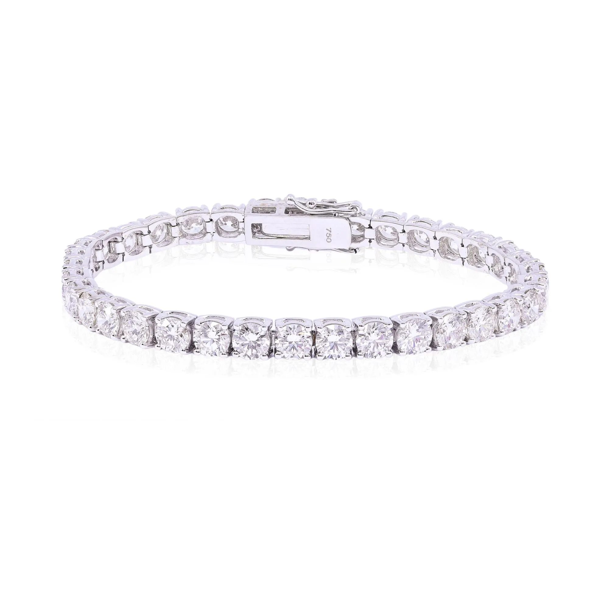 18K WHITE GOLD DIAMOND TENNIS BRACELET - 14.10CTW