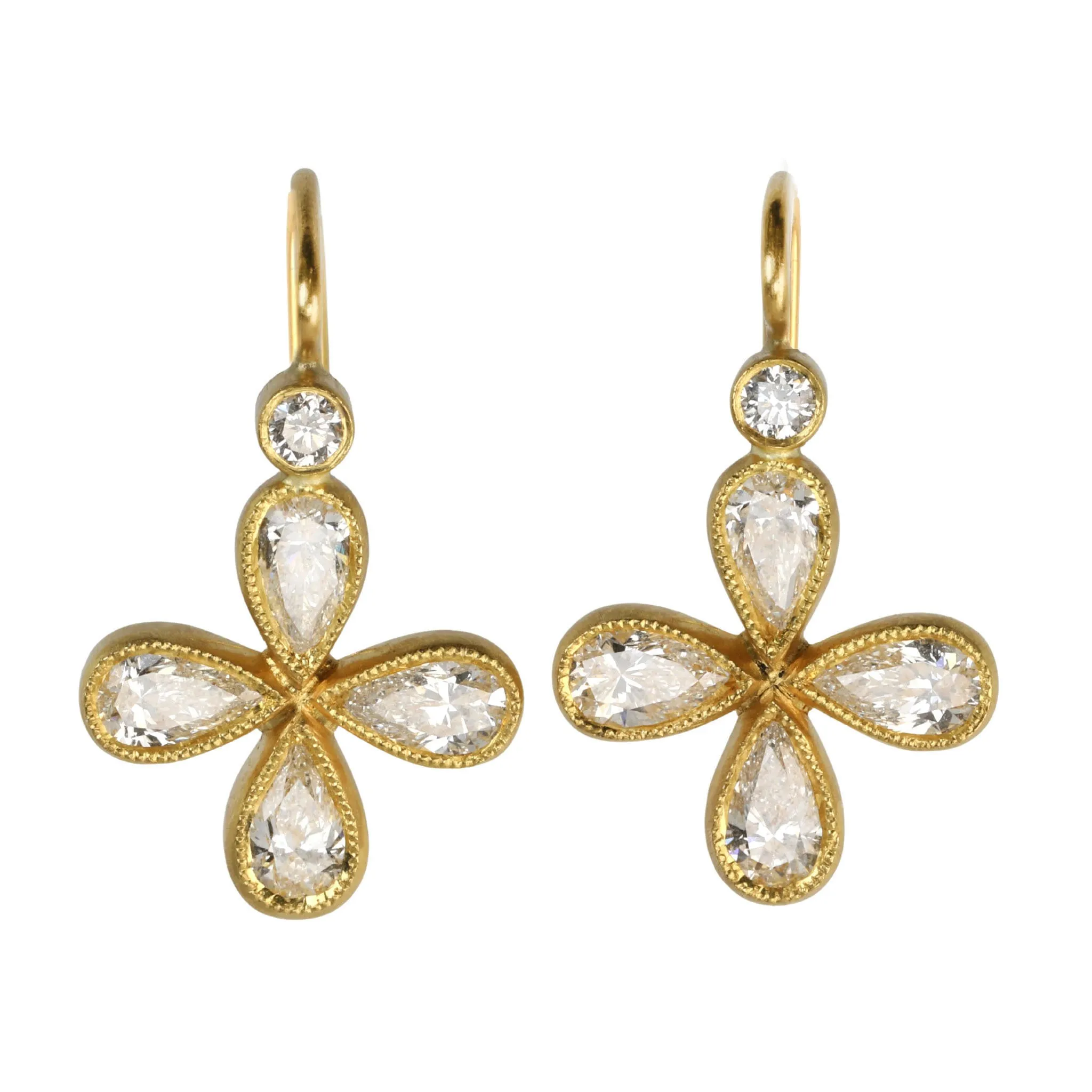 22K Gold Bezel-Set Diamond Star Earrings