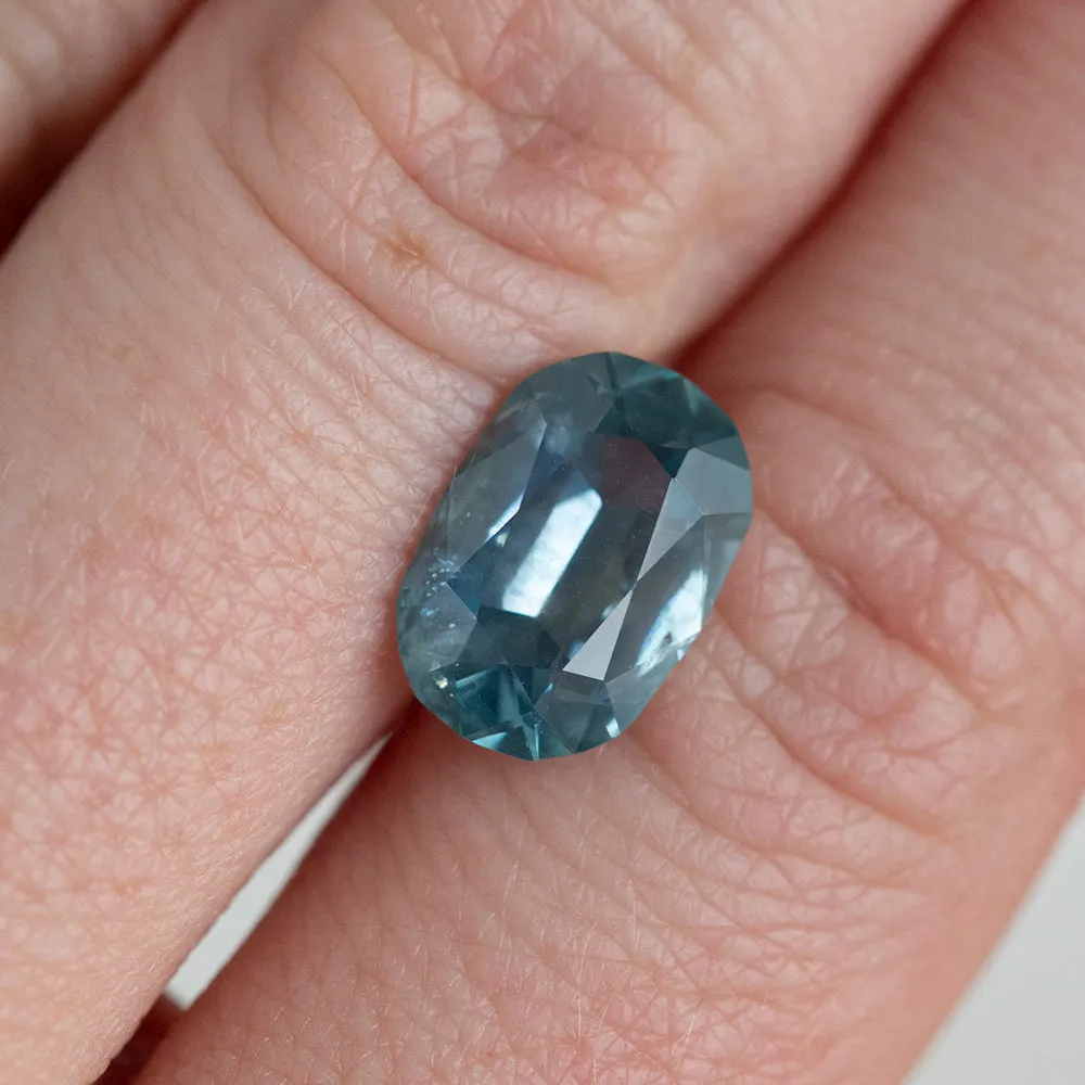 4.25CT ELONGATED CUSHION MONTANA SAPPHIRE, MEDIUM TEAL BLUE, 8.18x11.9MM