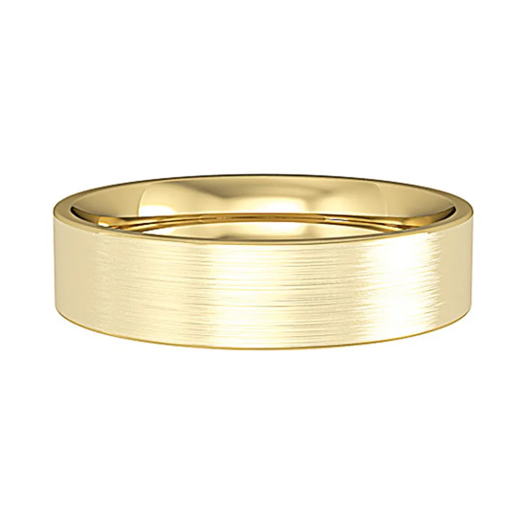 5mm Flat Court Satin Brushed Wedding Band