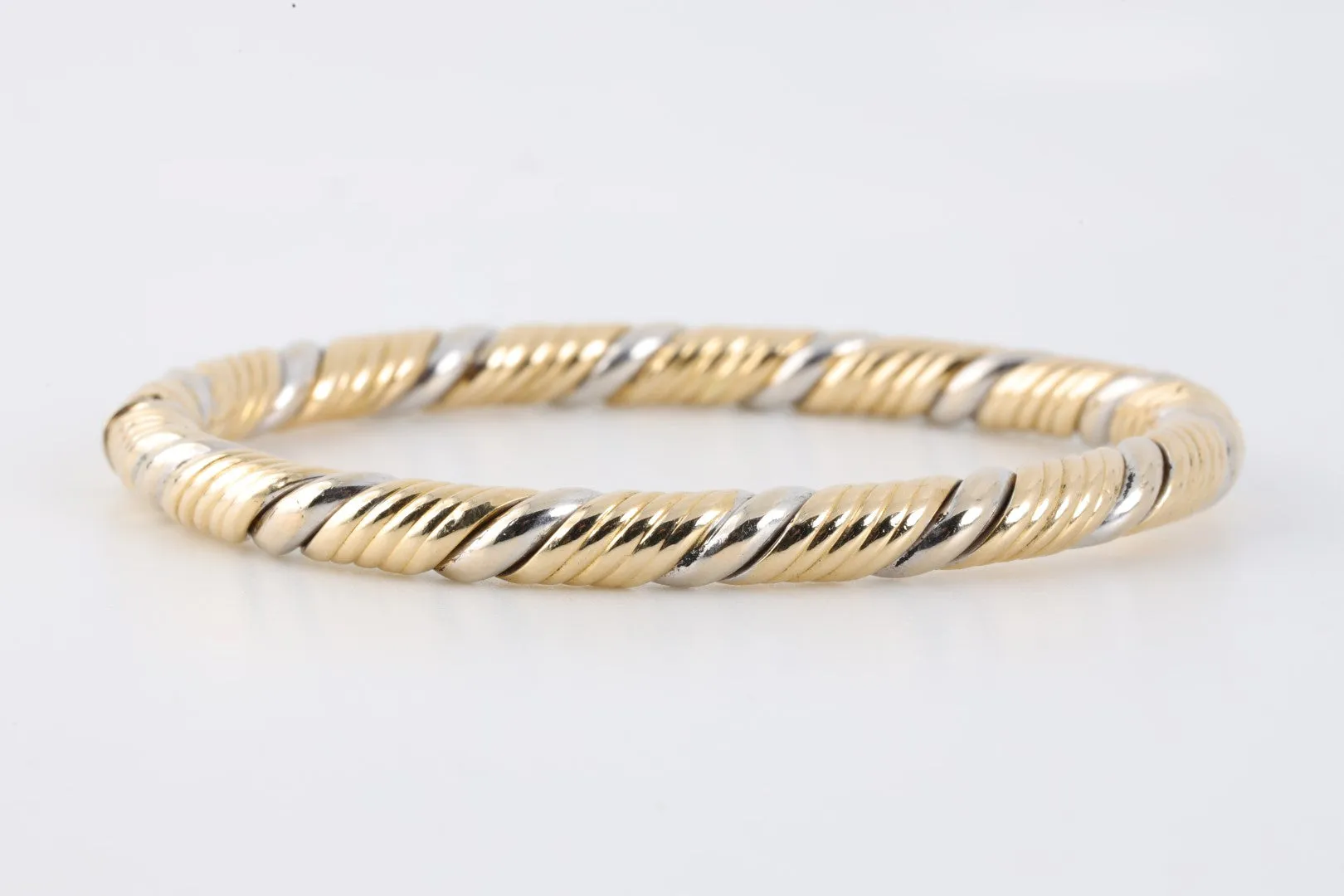 6.5" 14k Two-Tone Gold Twisted Bangle Bracelet (20.95g.)