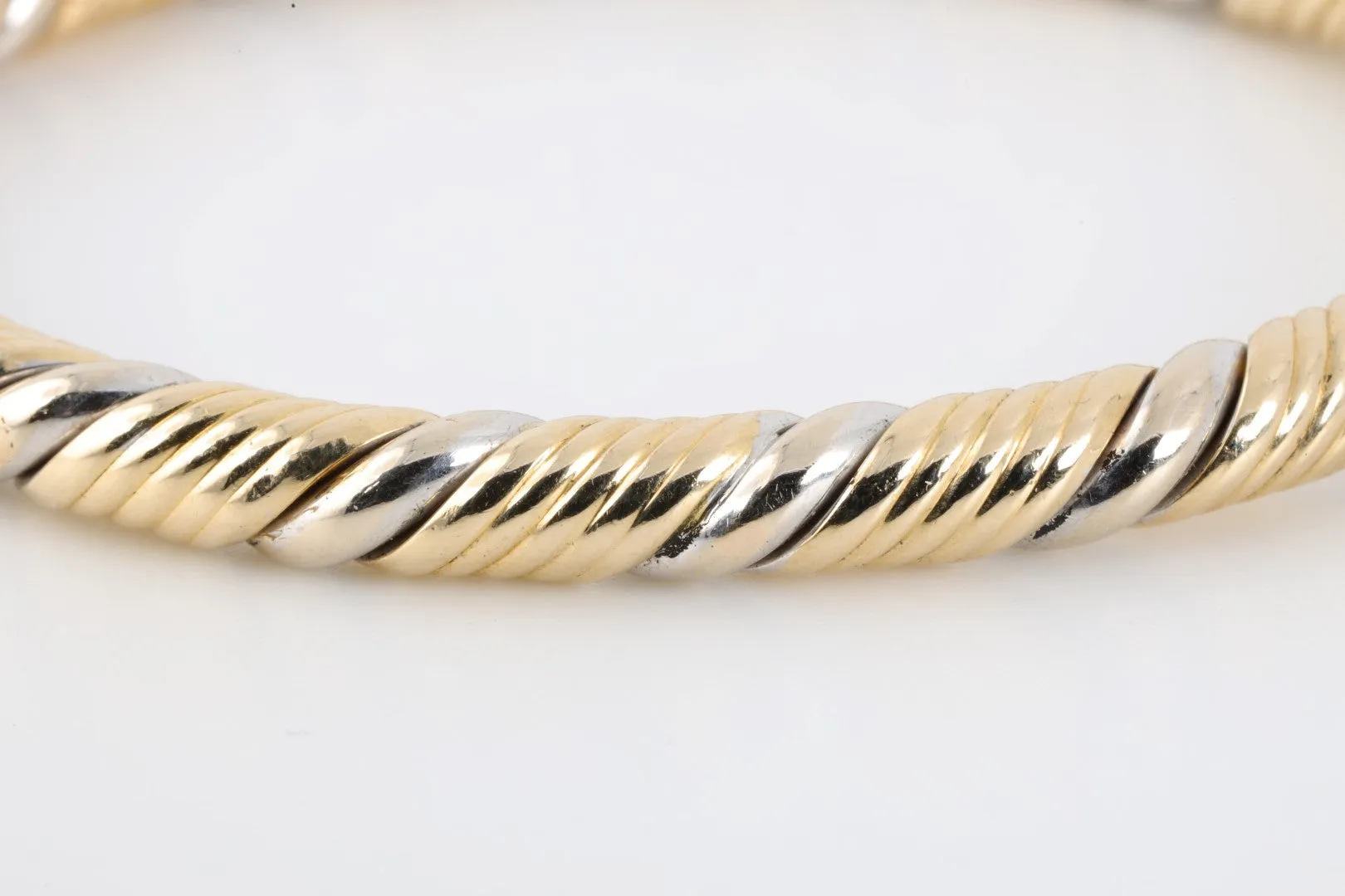 6.5" 14k Two-Tone Gold Twisted Bangle Bracelet (20.95g.)