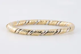 6.5" 14k Two-Tone Gold Twisted Bangle Bracelet (20.95g.)