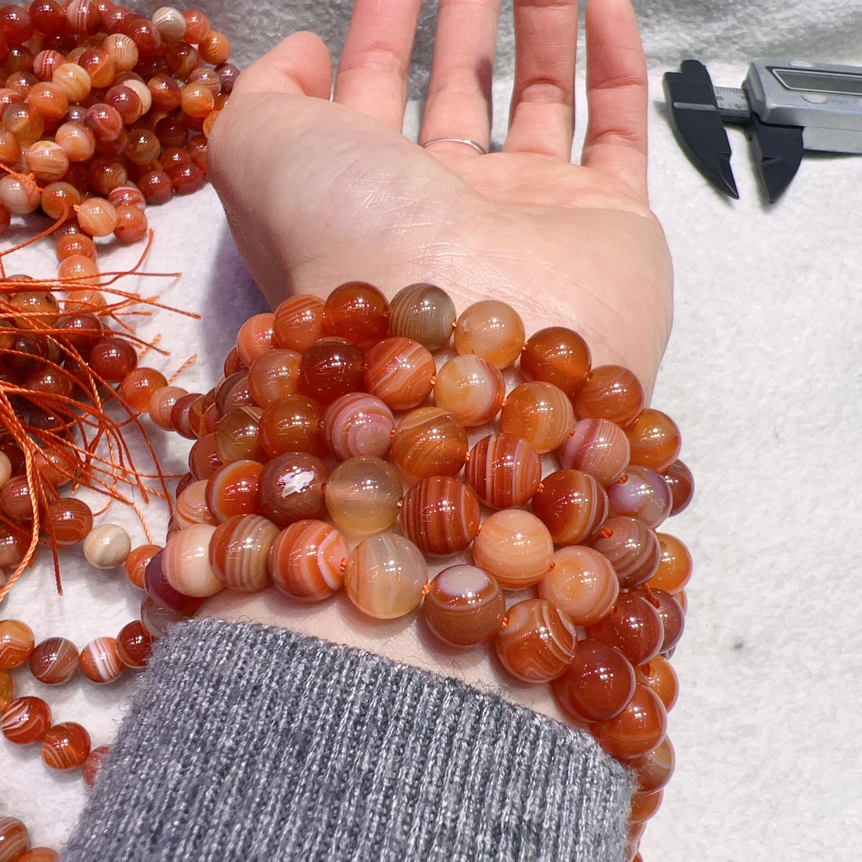 8mm Natural Orange-Red Botswana Agate Round Beads Strands for DIY Jewelry Projects