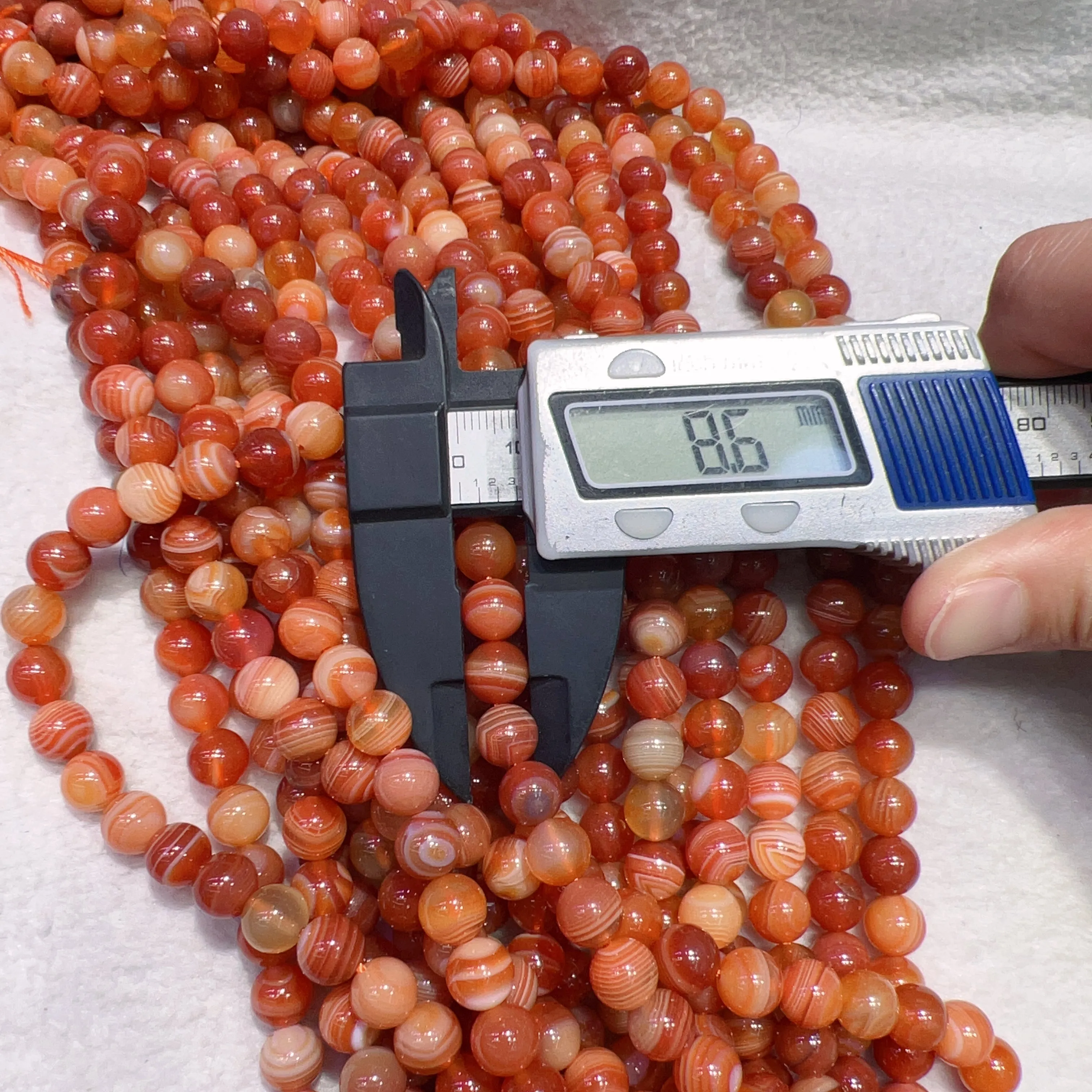 8mm Natural Orange-Red Botswana Agate Round Beads Strands for DIY Jewelry Projects