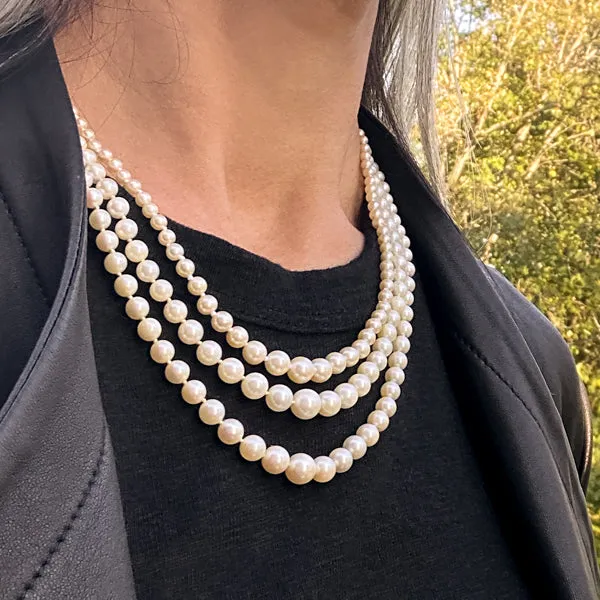 Antique Triple Strand Pearl Necklace