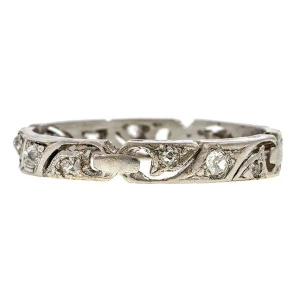 Art Deco Diamond Wedding Band Ring, Size 8