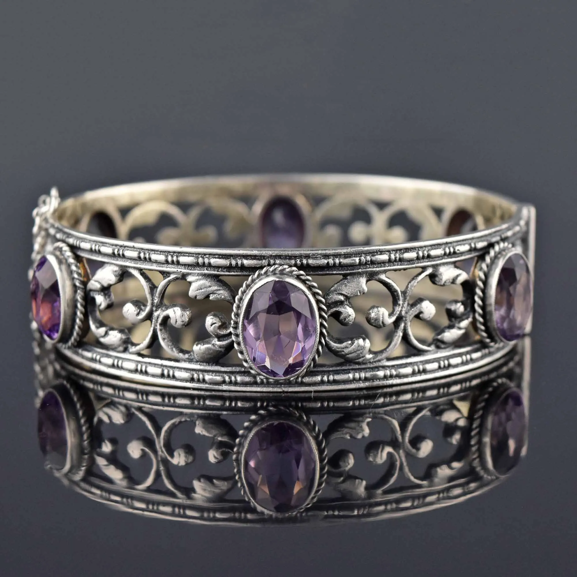 Art Deco Silver Amethyst Peruzzi Bracelet