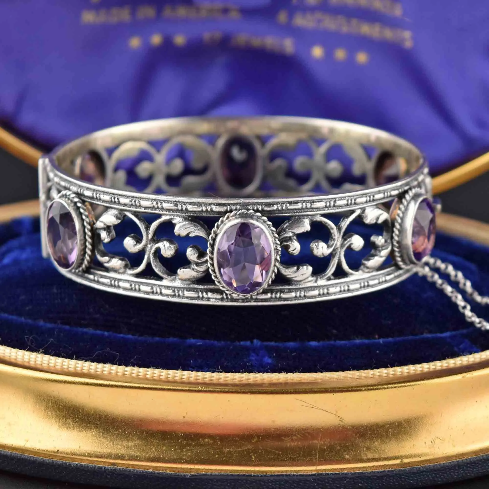 Art Deco Silver Amethyst Peruzzi Bracelet