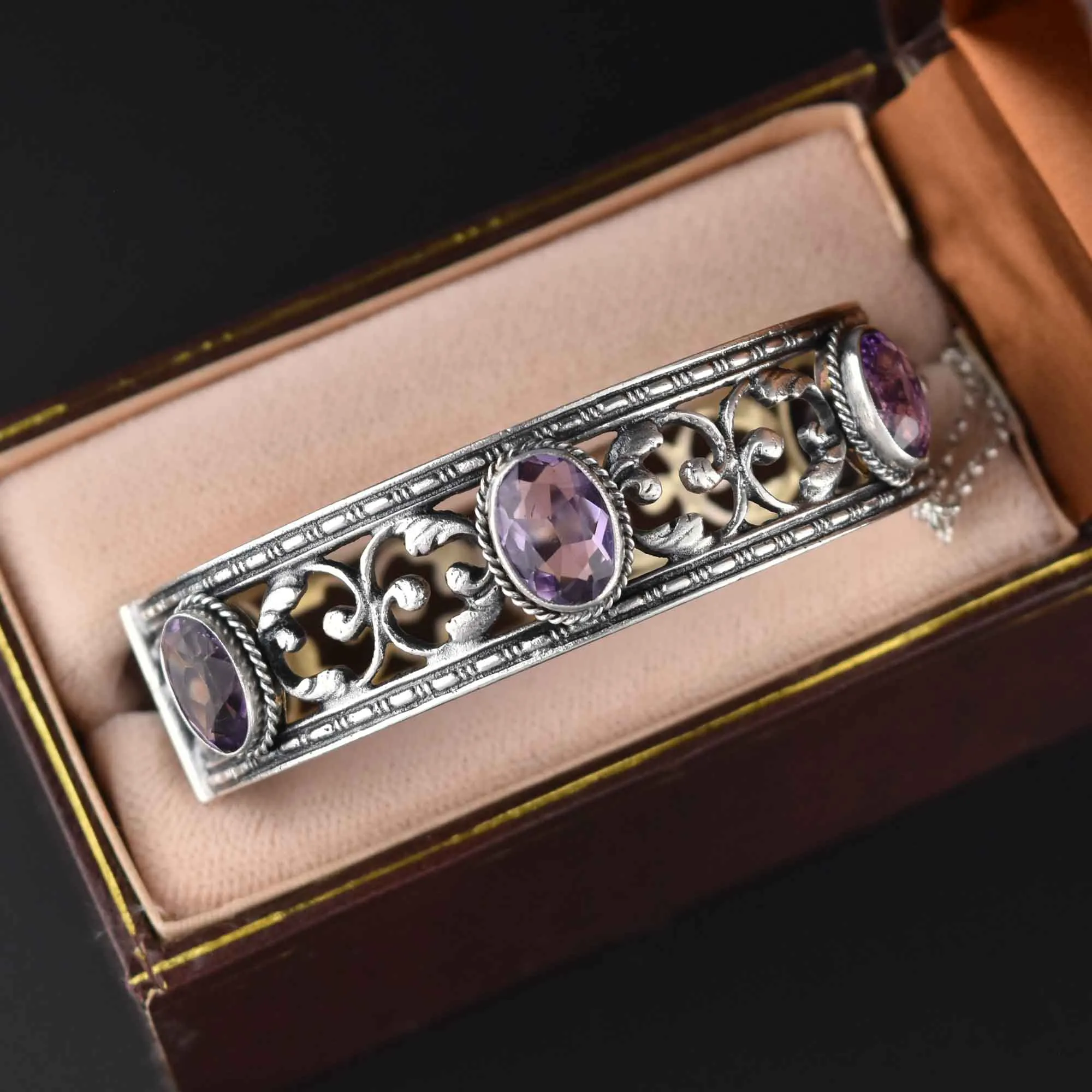 Art Deco Silver Amethyst Peruzzi Bracelet