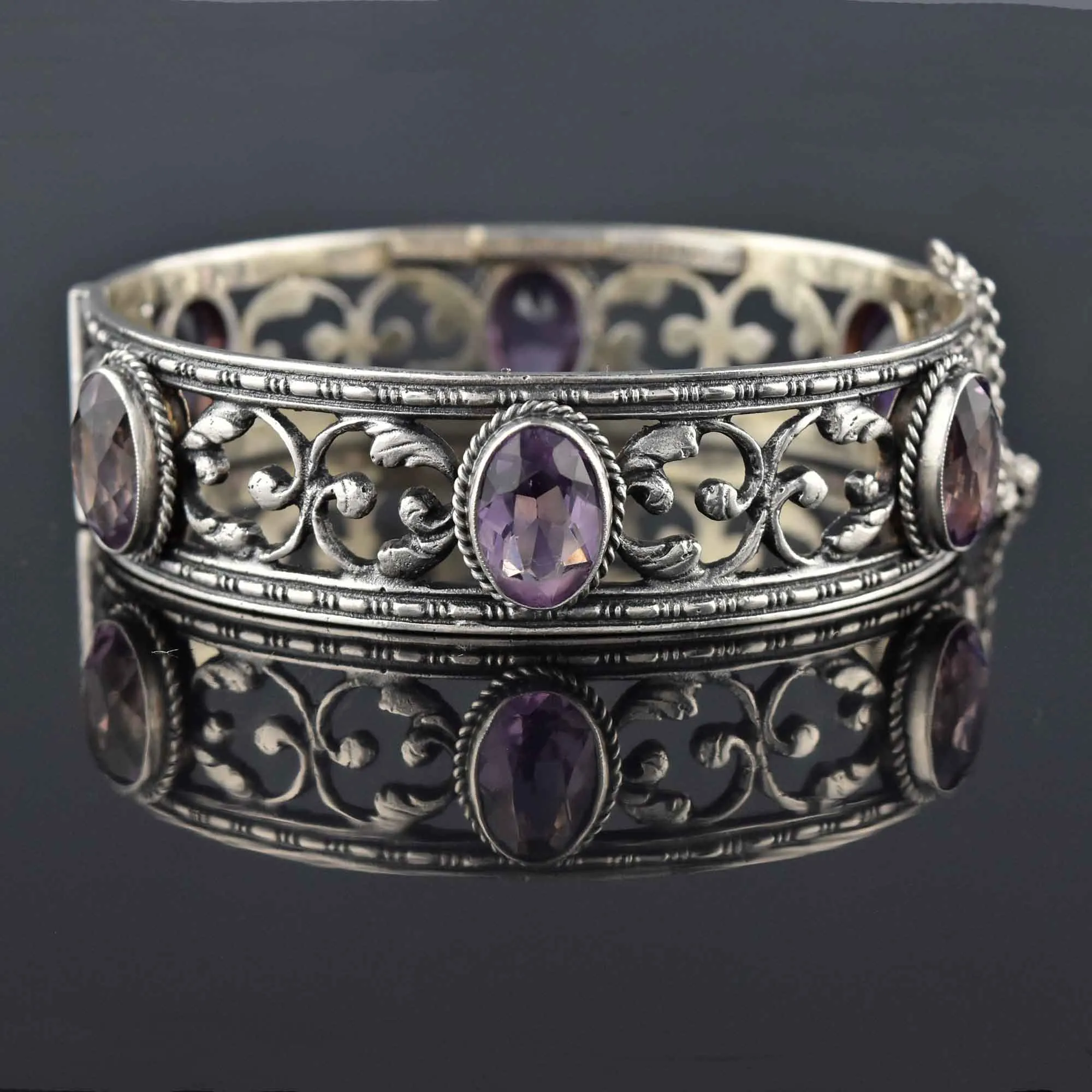 Art Deco Silver Amethyst Peruzzi Bracelet