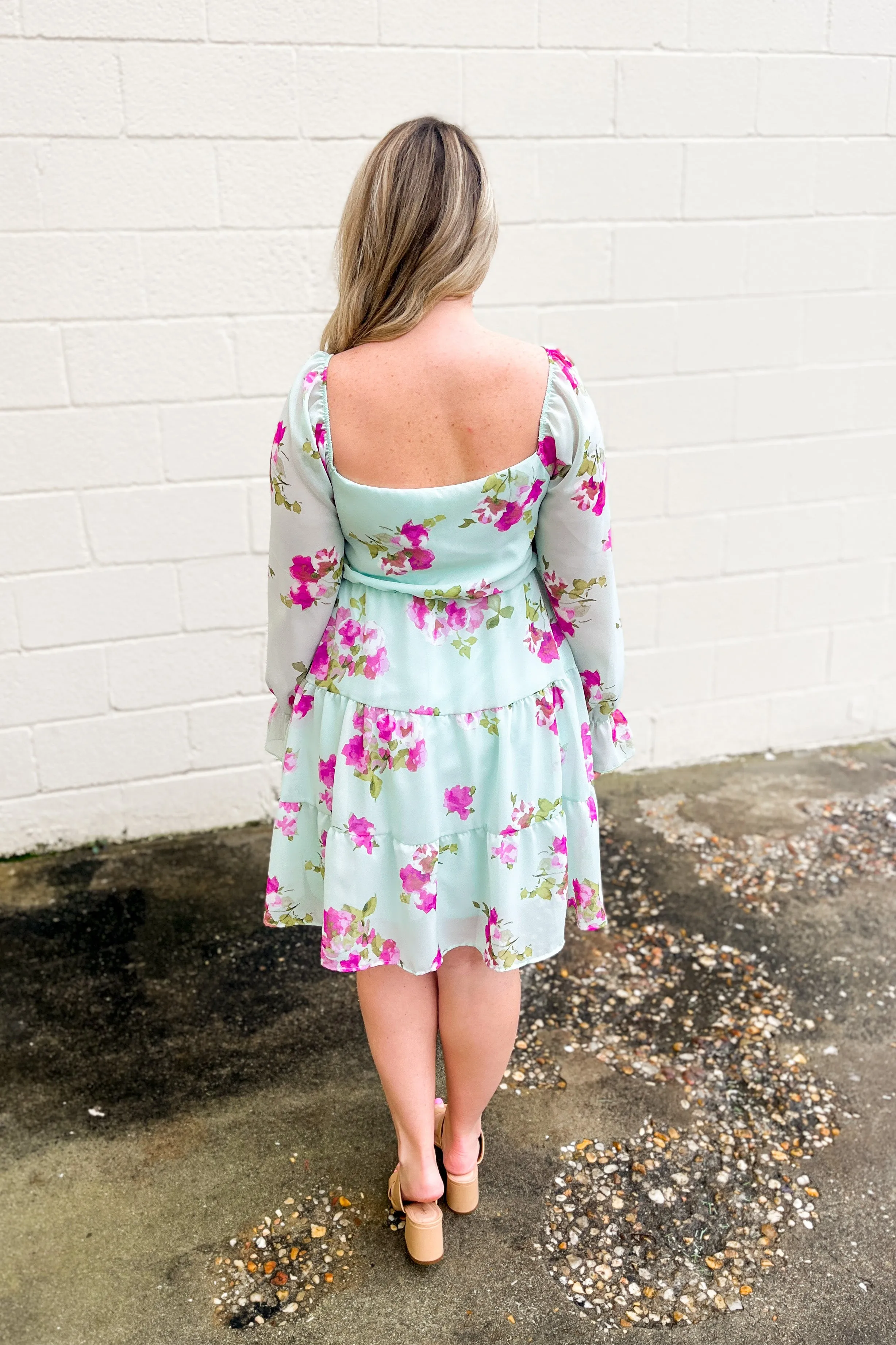 At The Top Floral Tiered Dress, Mint