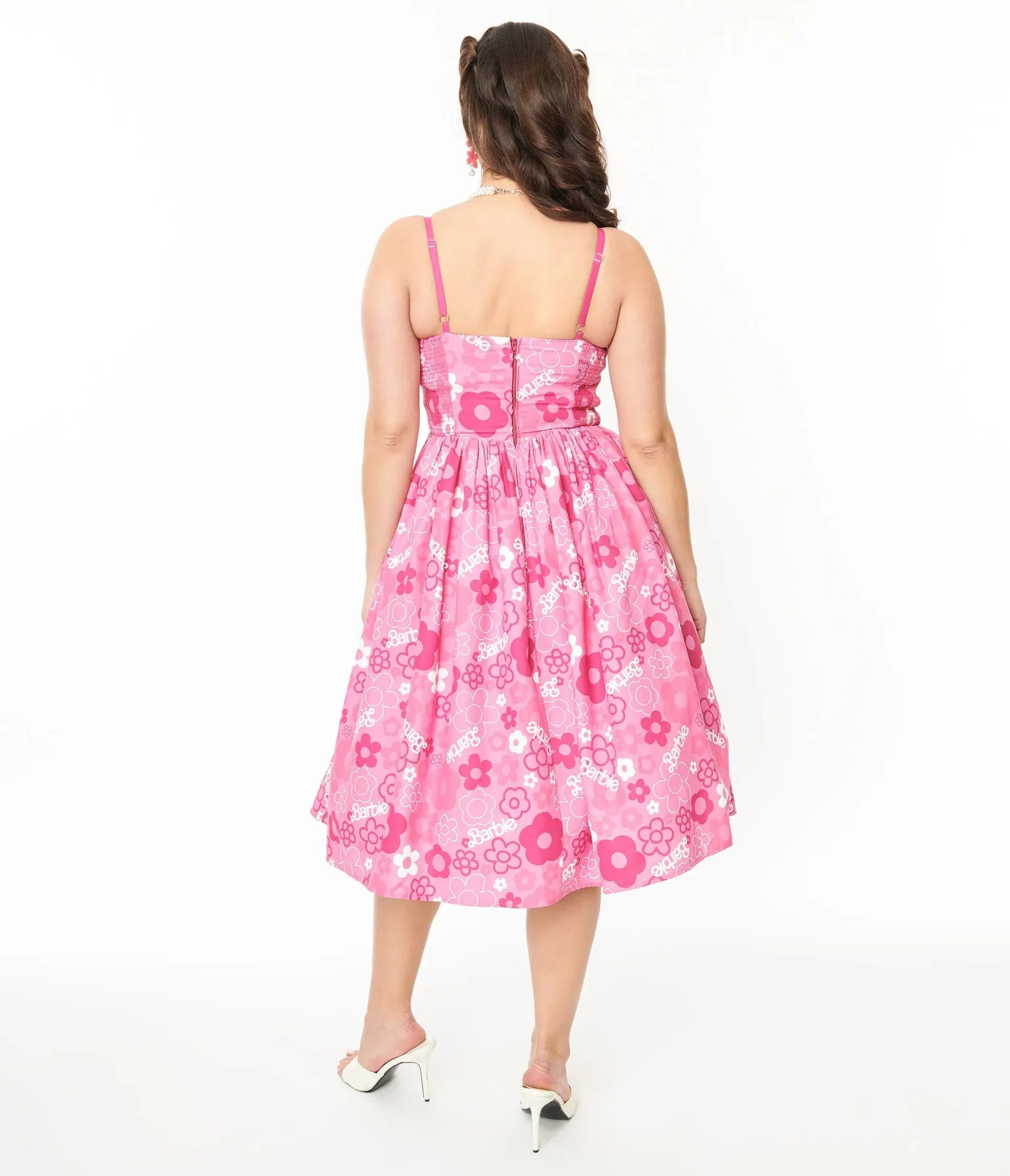 Barbie X Unique Vintage Pink Barbie Print Swing Dress