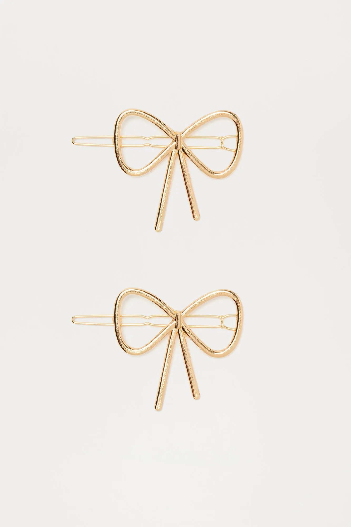 Be Nice Bow Hair Clip Set - Gold