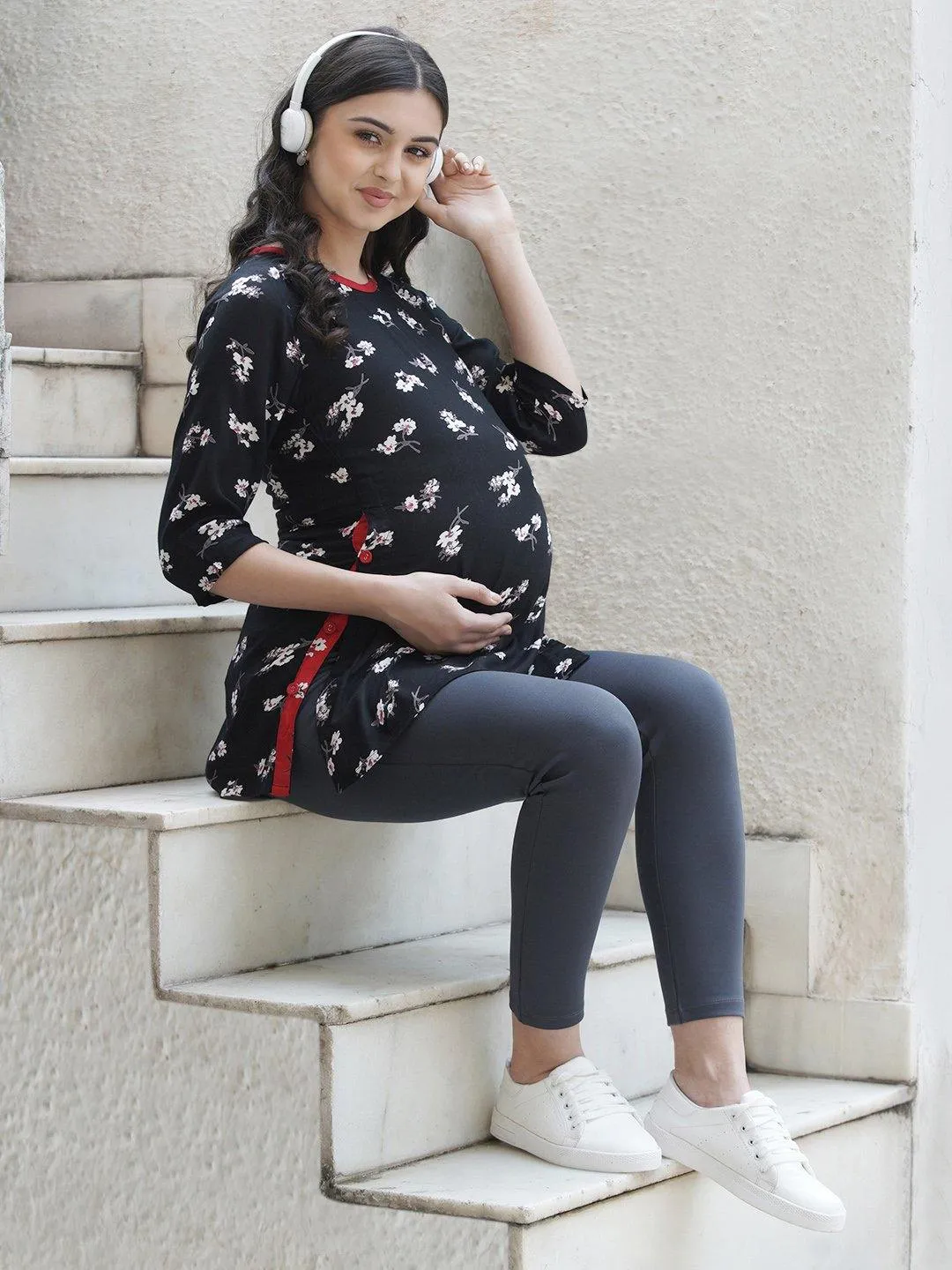 Black Maternity and Pregnancy Top