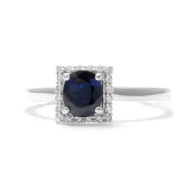 Blue Sapphire and Diamond Ring