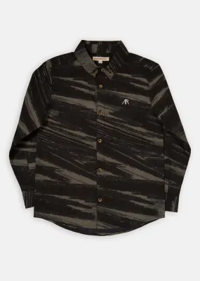 Boys Unique Printed Full Sleeves Cotton Black Shirt