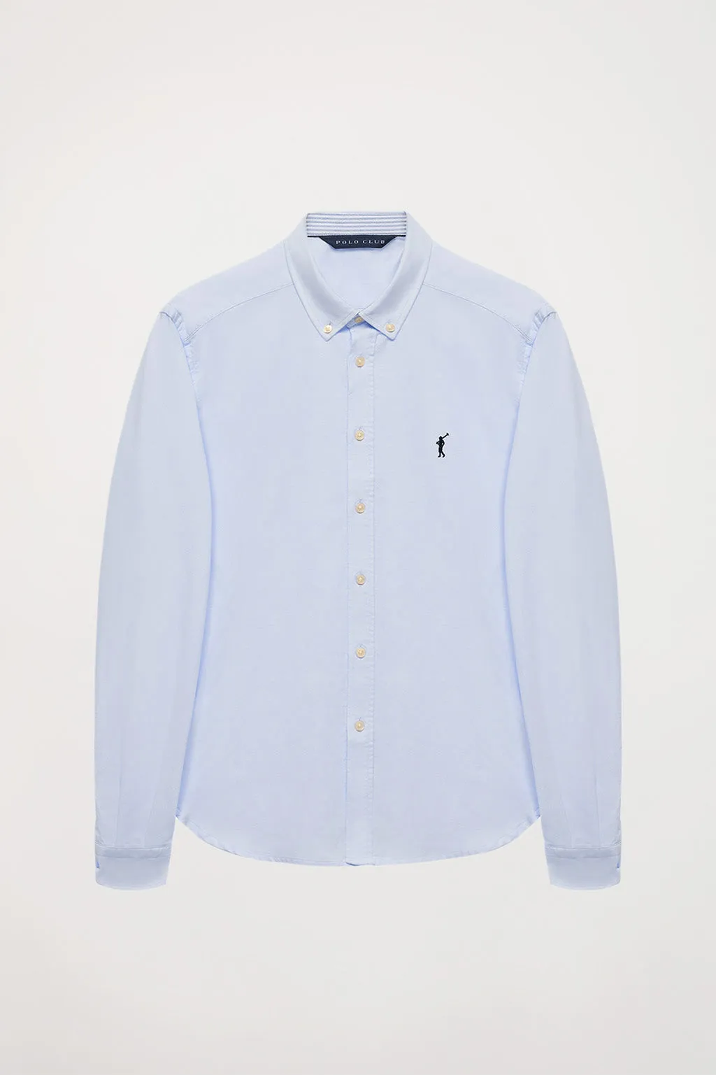 Camisa oxford celeste con logo bordado