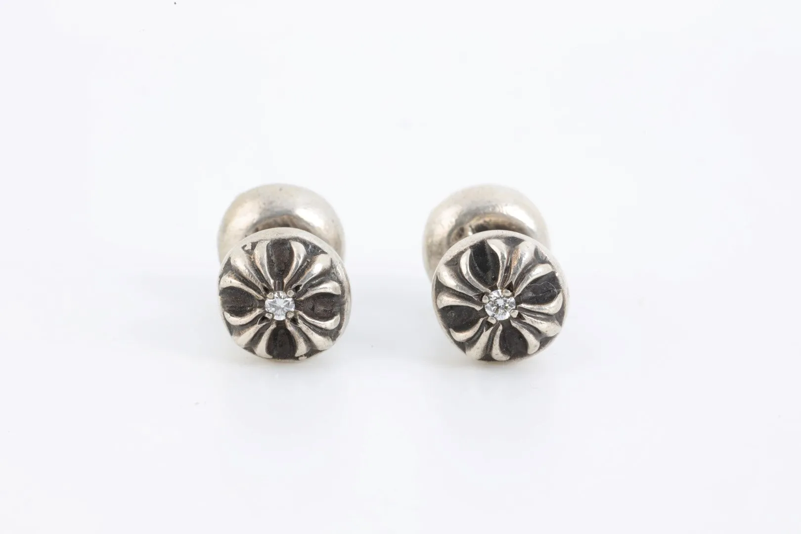 Chrome Hearts 925 Silver Diamond Cuff Links (16.24g.)