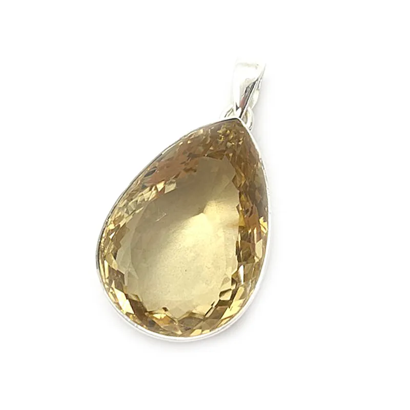 Citrine Teardrop Silver Gemstone Pendant