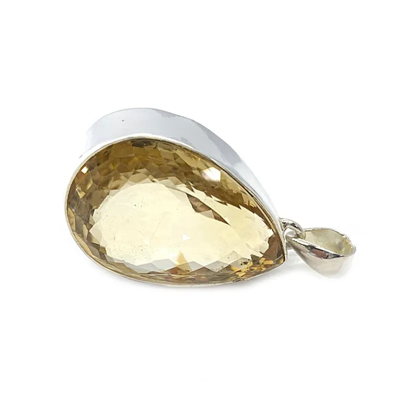 Citrine Teardrop Silver Gemstone Pendant