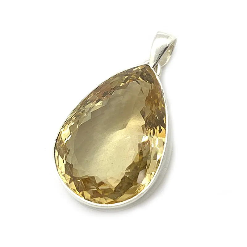 Citrine Teardrop Silver Gemstone Pendant