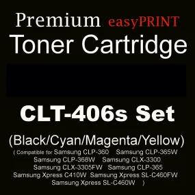 CLT 406S 4PK New Compatible Color Toner Cartridge Combo See, CLT-K406s, CLT-M406s,CLT-Y406s,CLT-C406S