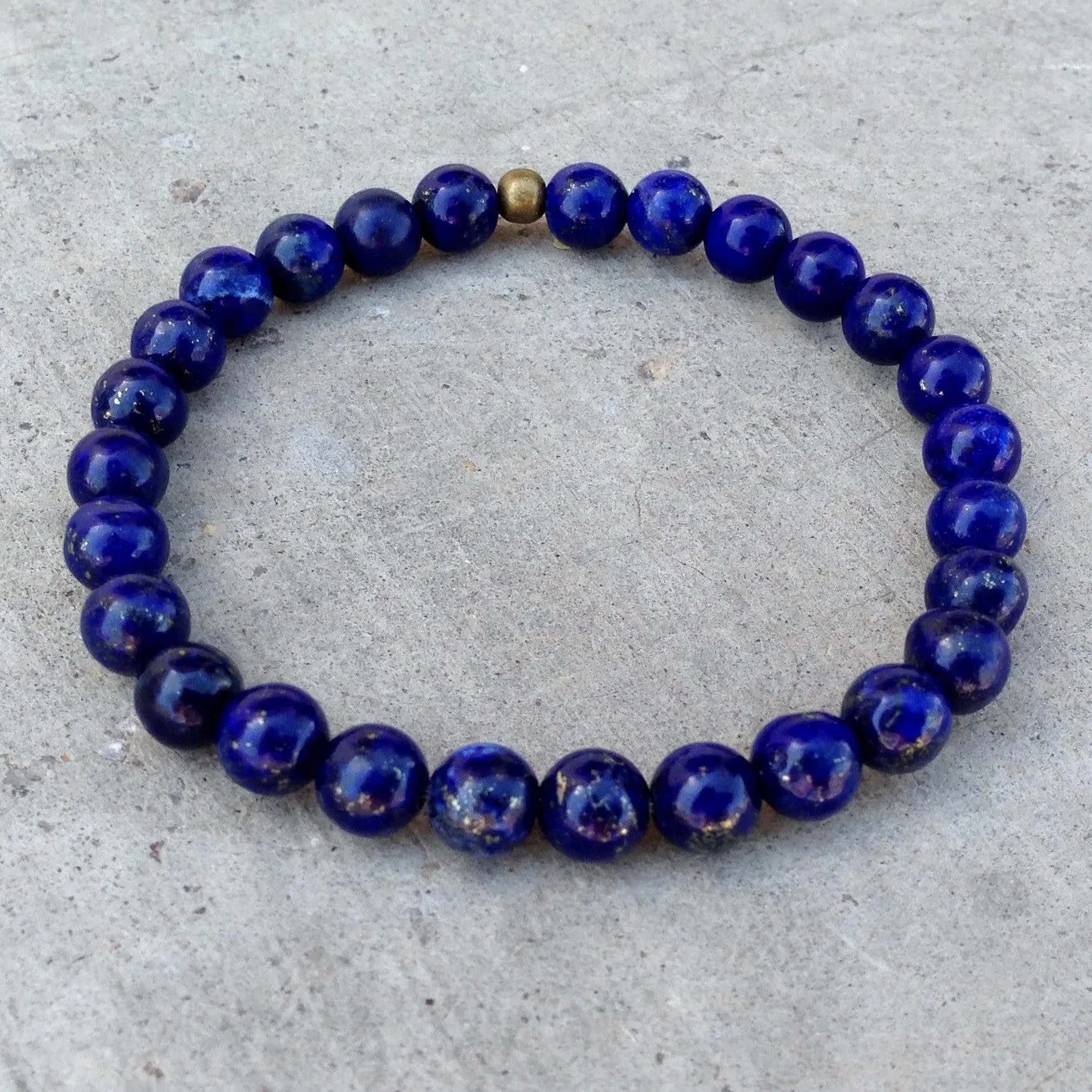 Compassion - Sixth Chakra, Genuine Lapis Lazuli Gemstone Mala Bracelet