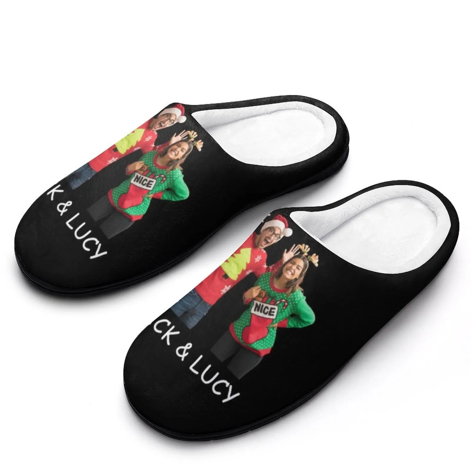 Custom Photo&Name Couples All Over Print Cotton Slippers For Men Women