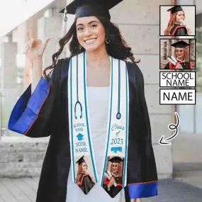 Custom Photo&Name Nursing American Flag Graduation Stoles Sash Graduation Gift