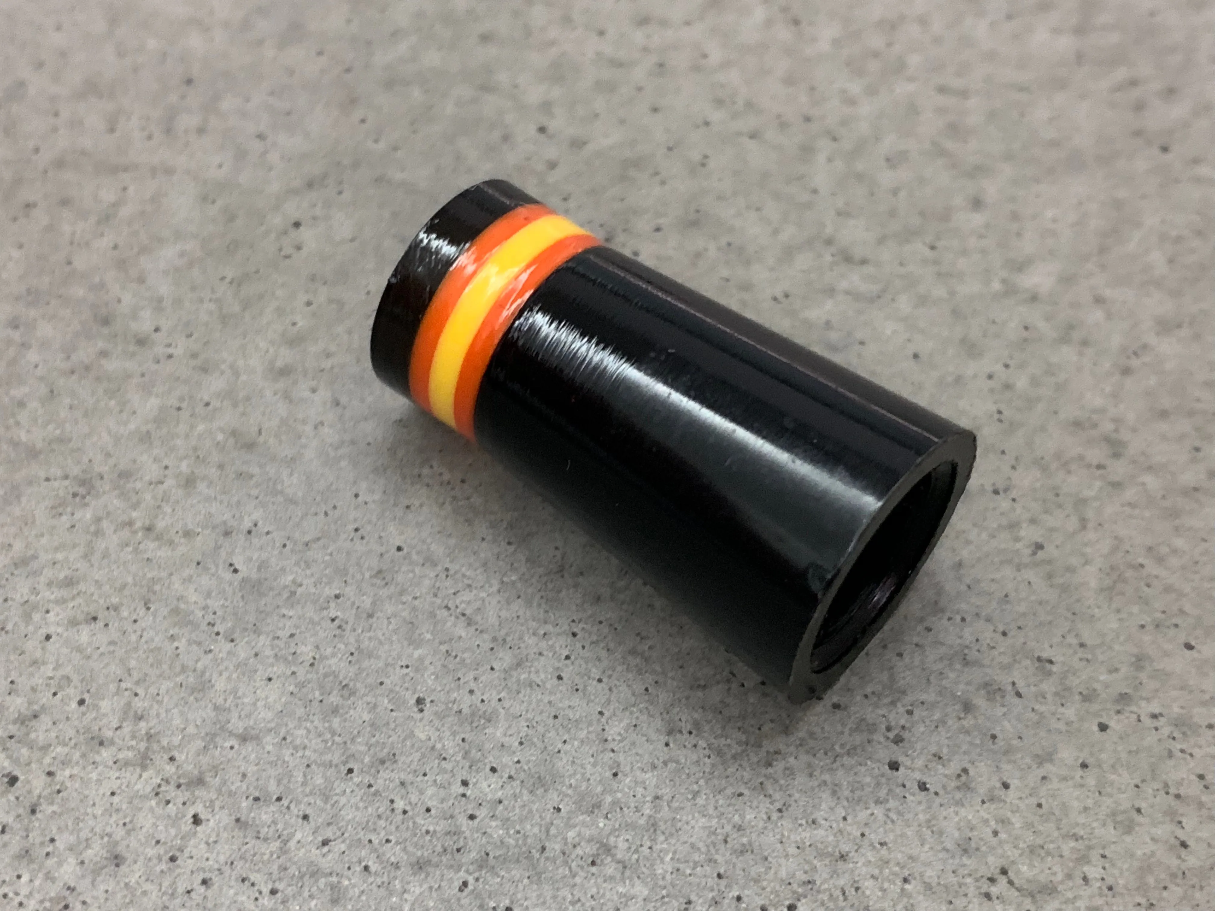 Flat-Top 12 Ferrules Black With Orange and Yellow Stripes