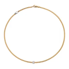 FOPE 18K YELLOW GOLD EKA COLLECTION FLEX'IT NECKLACE WITH DIAMONDS - 16-INCH