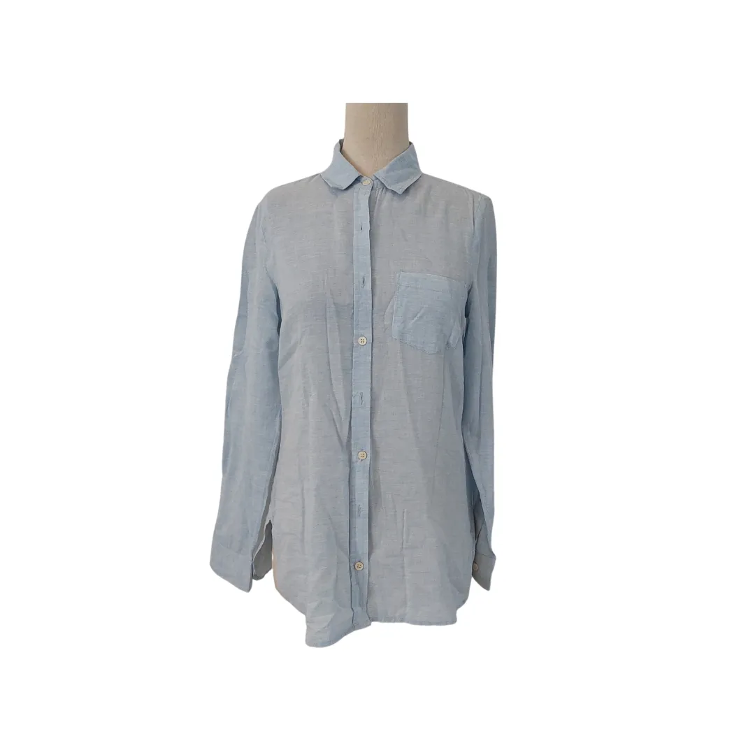 Forever 21 Blue Cotton Collared Shirt | Pre Loved |