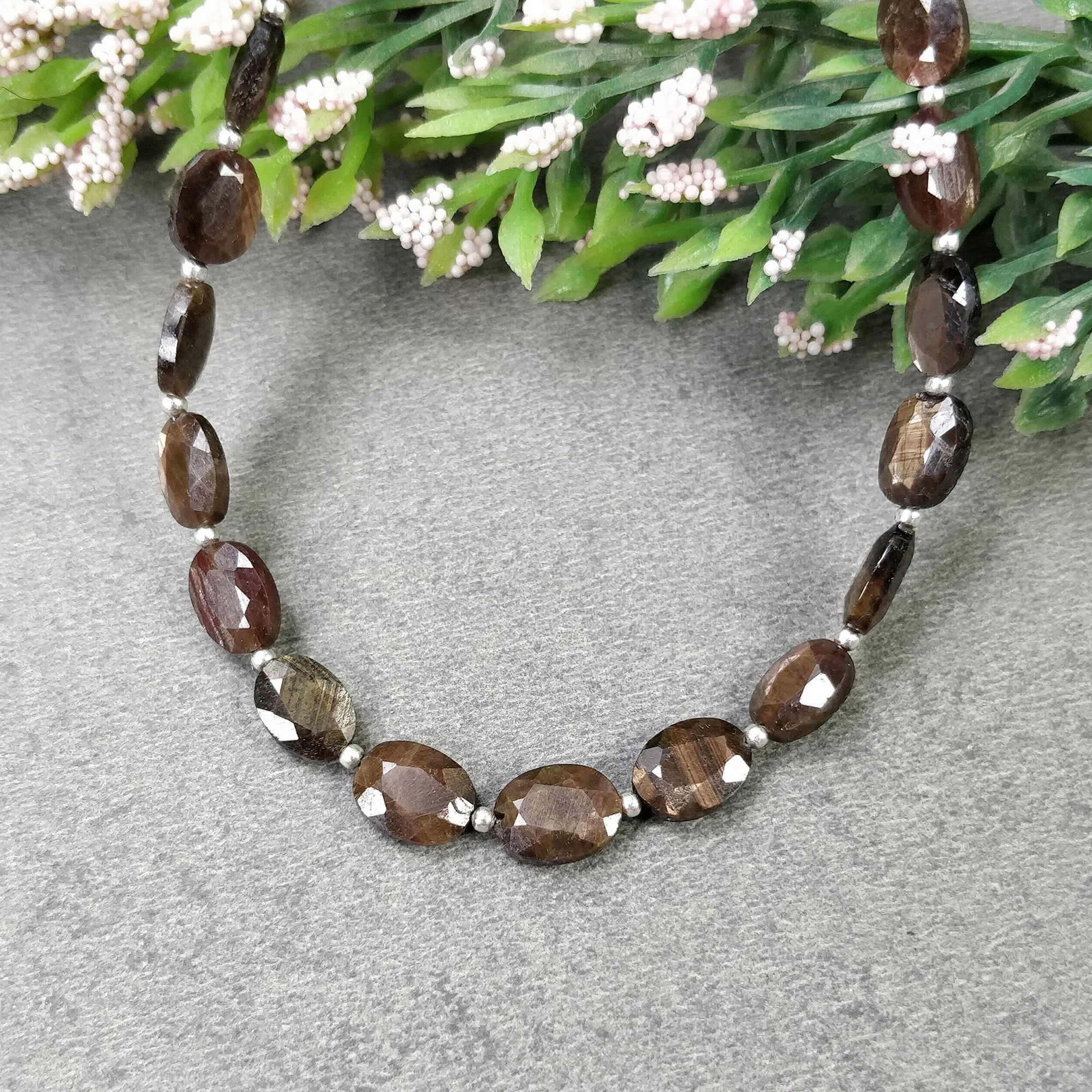 GoldenBrown CHOCOLATE Sapphire Gemstone Normal Cut Loose Beads : 41.00ct Natural Unheated Oval Faceted Beads 6*4mm - 9*7mm 9.5"