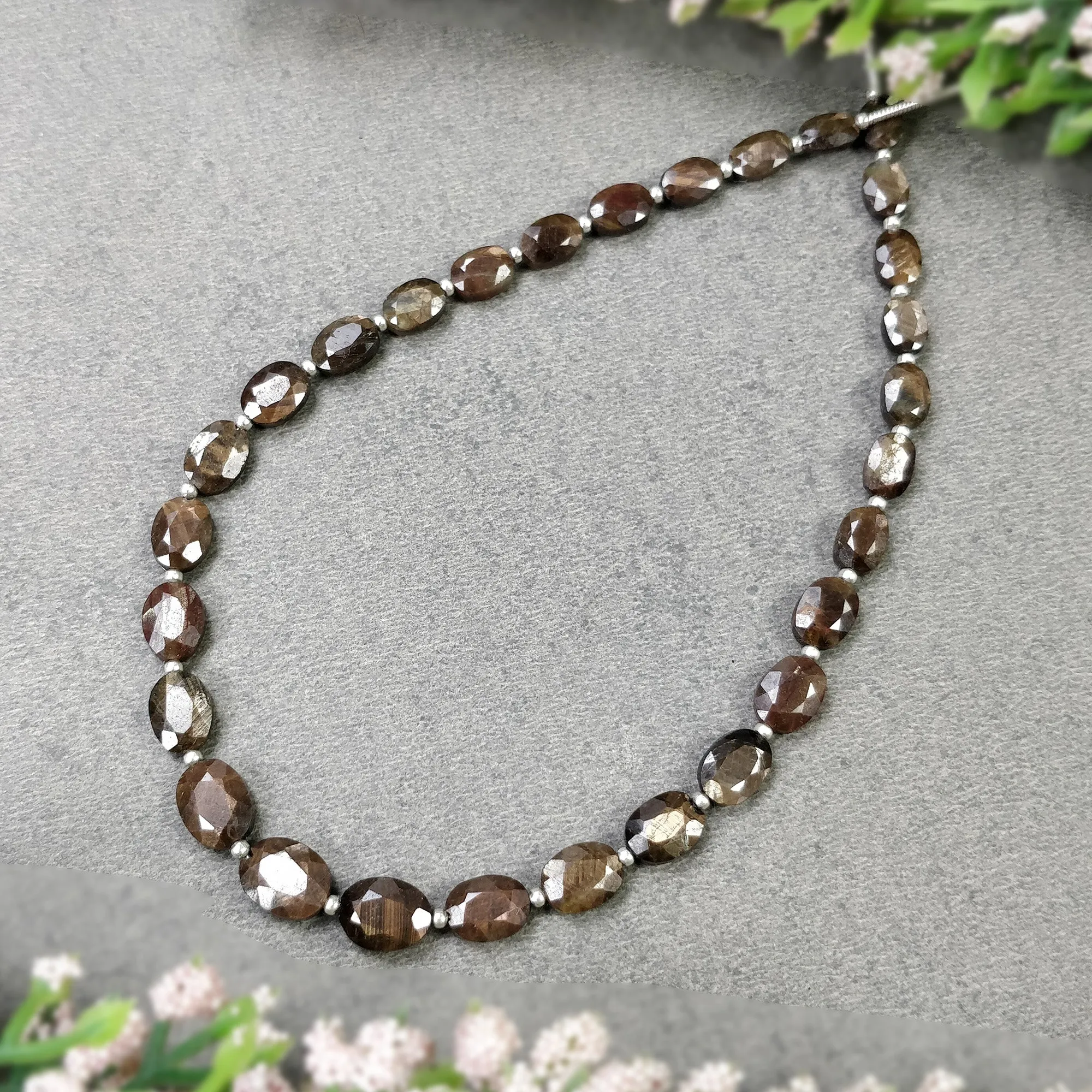 GoldenBrown CHOCOLATE Sapphire Gemstone Normal Cut Loose Beads : 41.00ct Natural Unheated Oval Faceted Beads 6*4mm - 9*7mm 9.5"