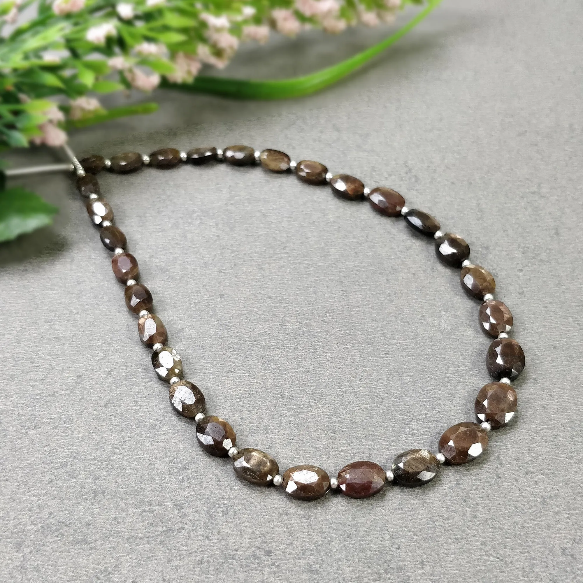 GoldenBrown CHOCOLATE Sapphire Gemstone Normal Cut Loose Beads : 41.00ct Natural Unheated Oval Faceted Beads 6*4mm - 9*7mm 9.5"