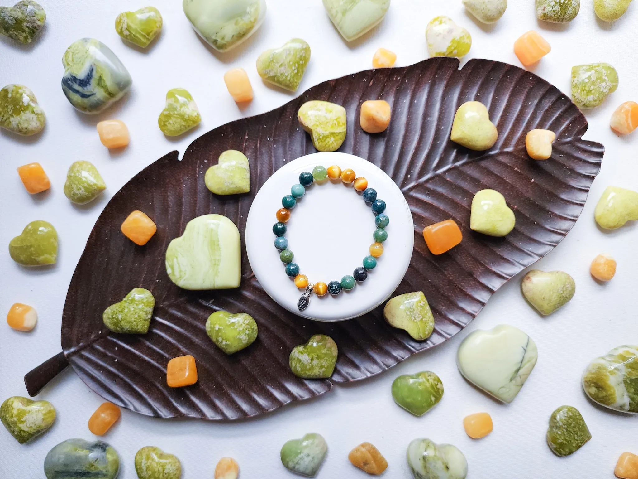 Green Bay Packers Beaded Bracelet || Moss Agate & Tiger Eye || Reiki Infused