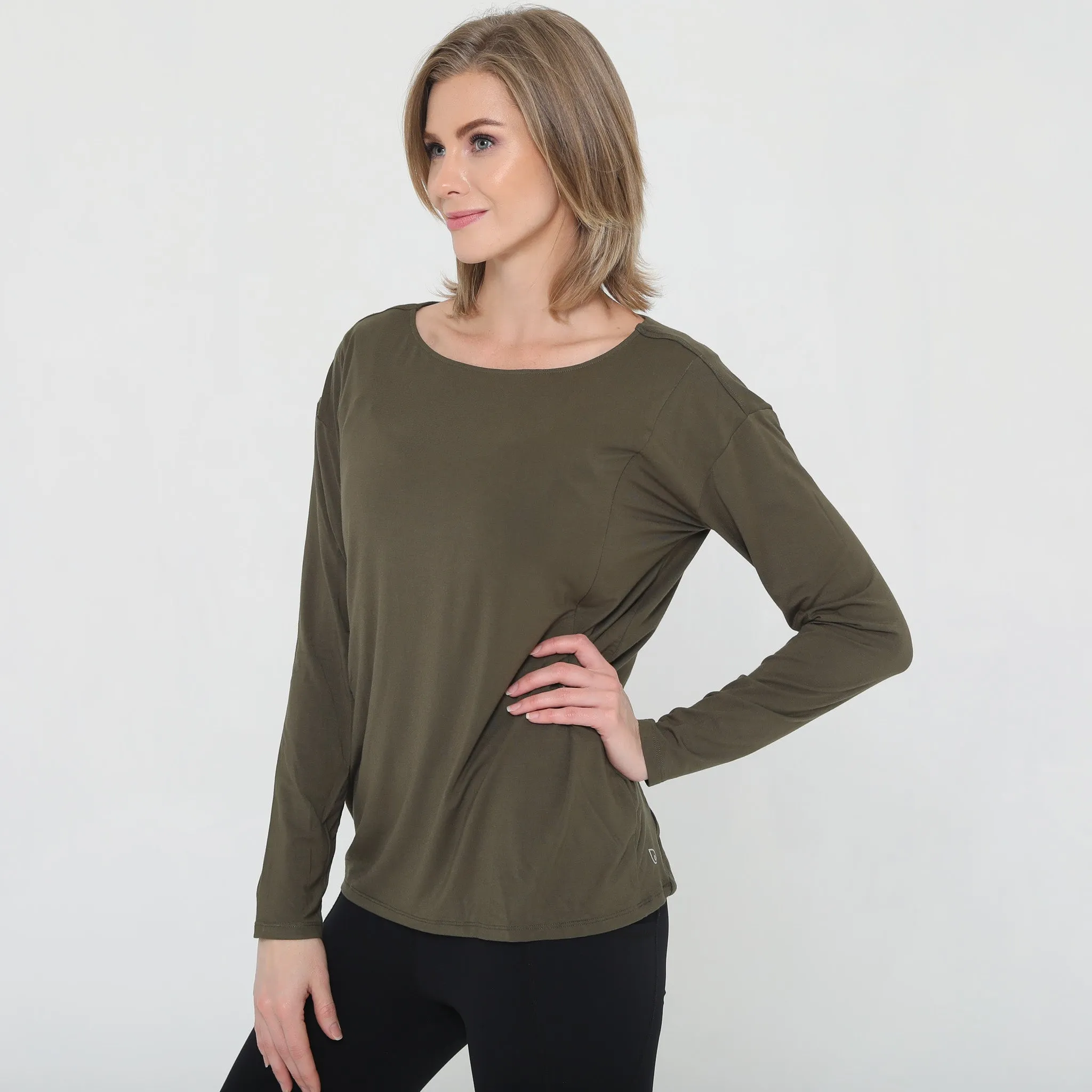 Hazel Open Back Long Sleeve Nursing Top (Cactus)