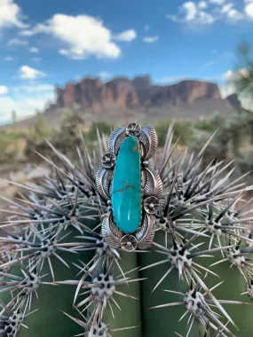 Kingman Turquoise Floral ring size 7