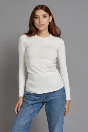 Majestic Long Sleeve Viscose Crewneck in Milk