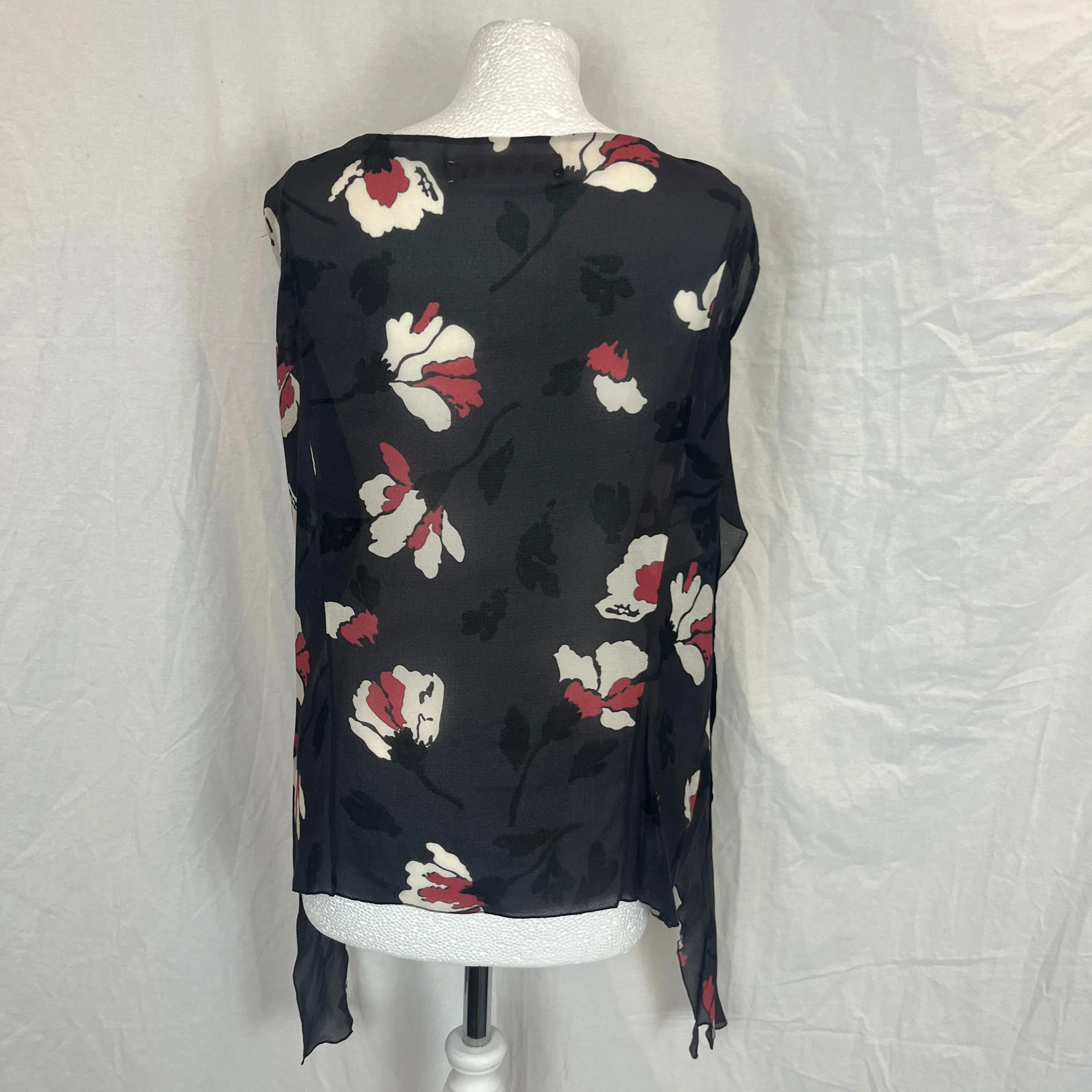 Marni Charcoal Floral Print Silk Sleeveless Top S