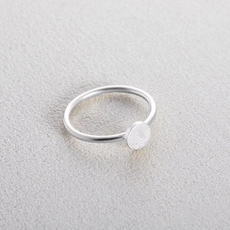 Memorial Thumbprint Ring Personalized Fingerprint Jewelry Custom Dainty Ring Remembrance Ring